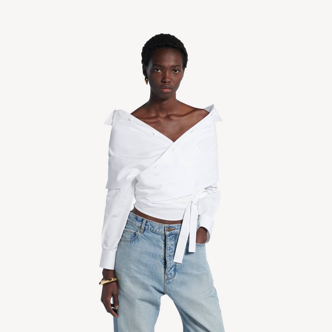 ホワイト の ウィメンズ オフショルダー ラップシャツ | Balenciaga 日本 JA - Image 5