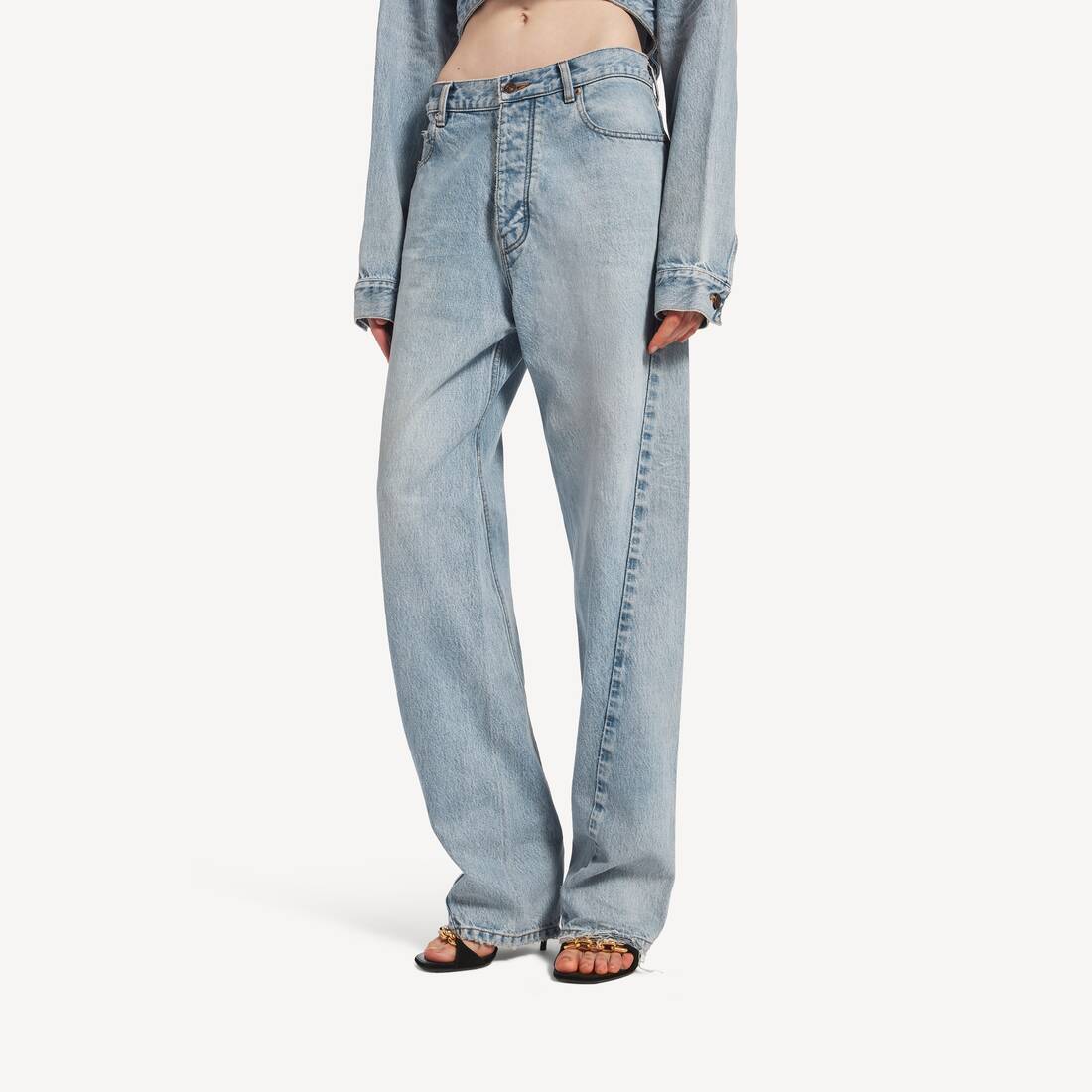 Women's Twisted Seam Jeans in Bleach Light Bleu | Balenciaga Romania EN - Image 5