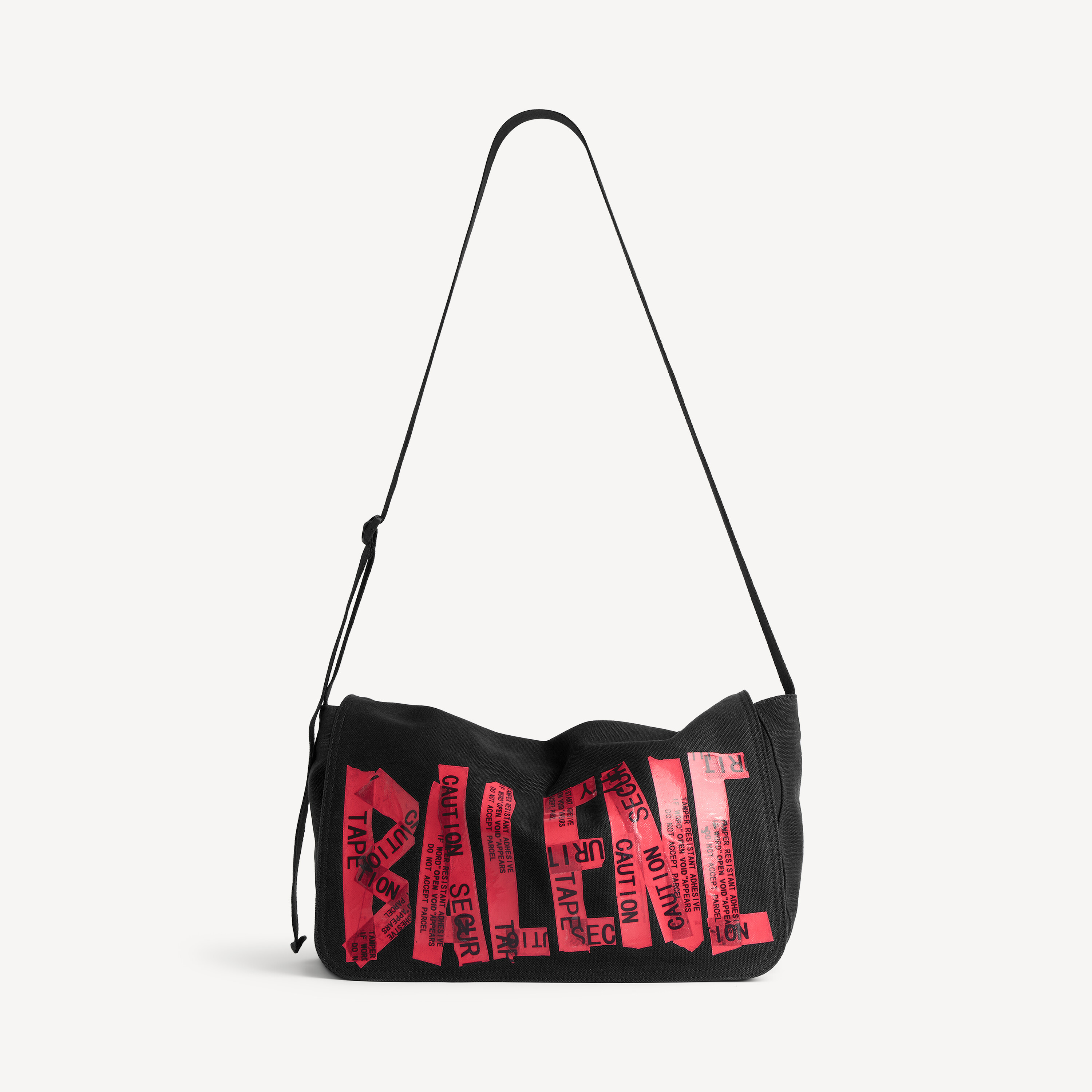 ブラック/レッド の メンズ Tape Type フラップ メッセンジャーバッグ