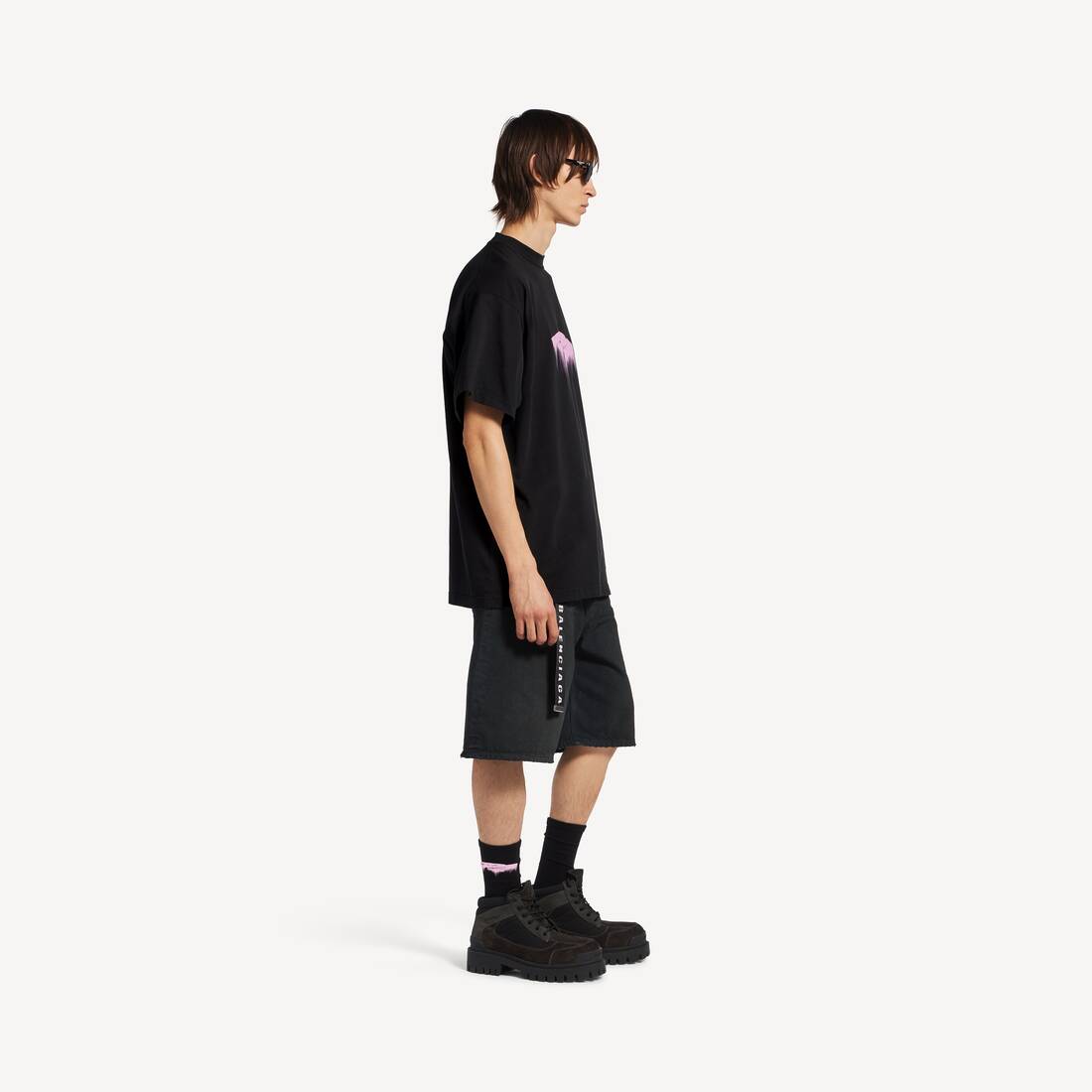 Homme's T-shirt Wet Brush Oversize in Noir | Balenciaga Belgique FR - Image 3