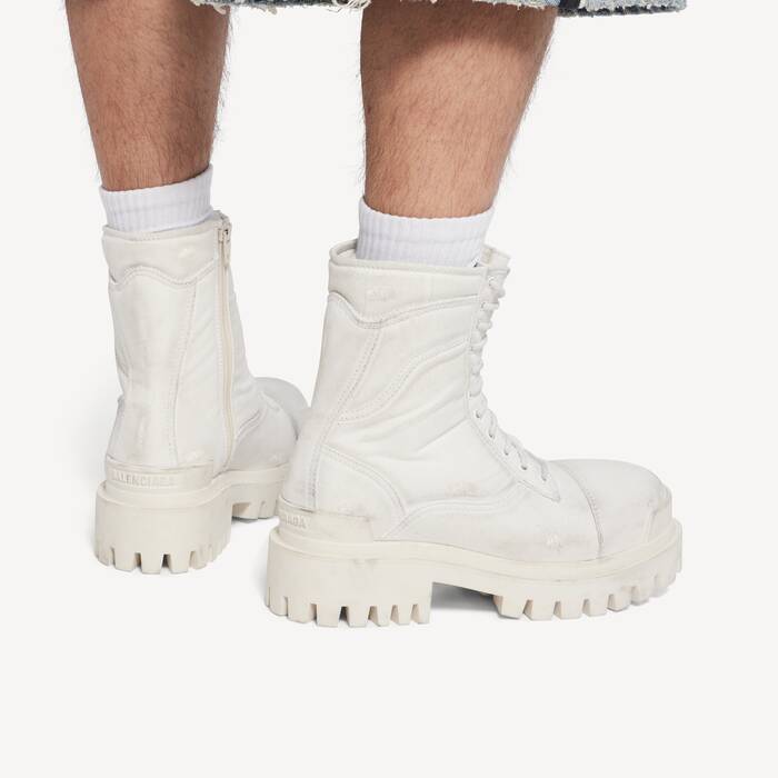 Men's Combat Strike Boot in White - Men | Balenciaga Hong Kong SAR EN - Image 3
