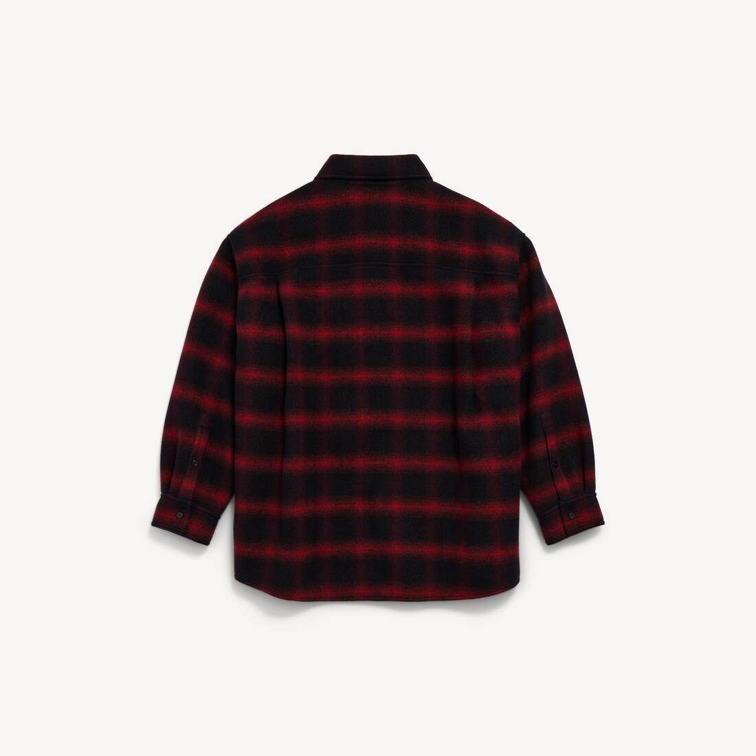 Men's Flannel Overshirt in Black/red | Balenciaga Netherlands EN - Image 2