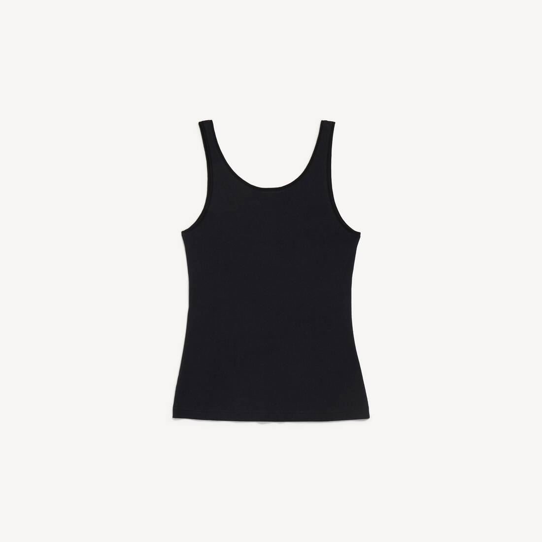 Women's V-neck Tank Top in Black | Balenciaga Kuwait EN - Image 2