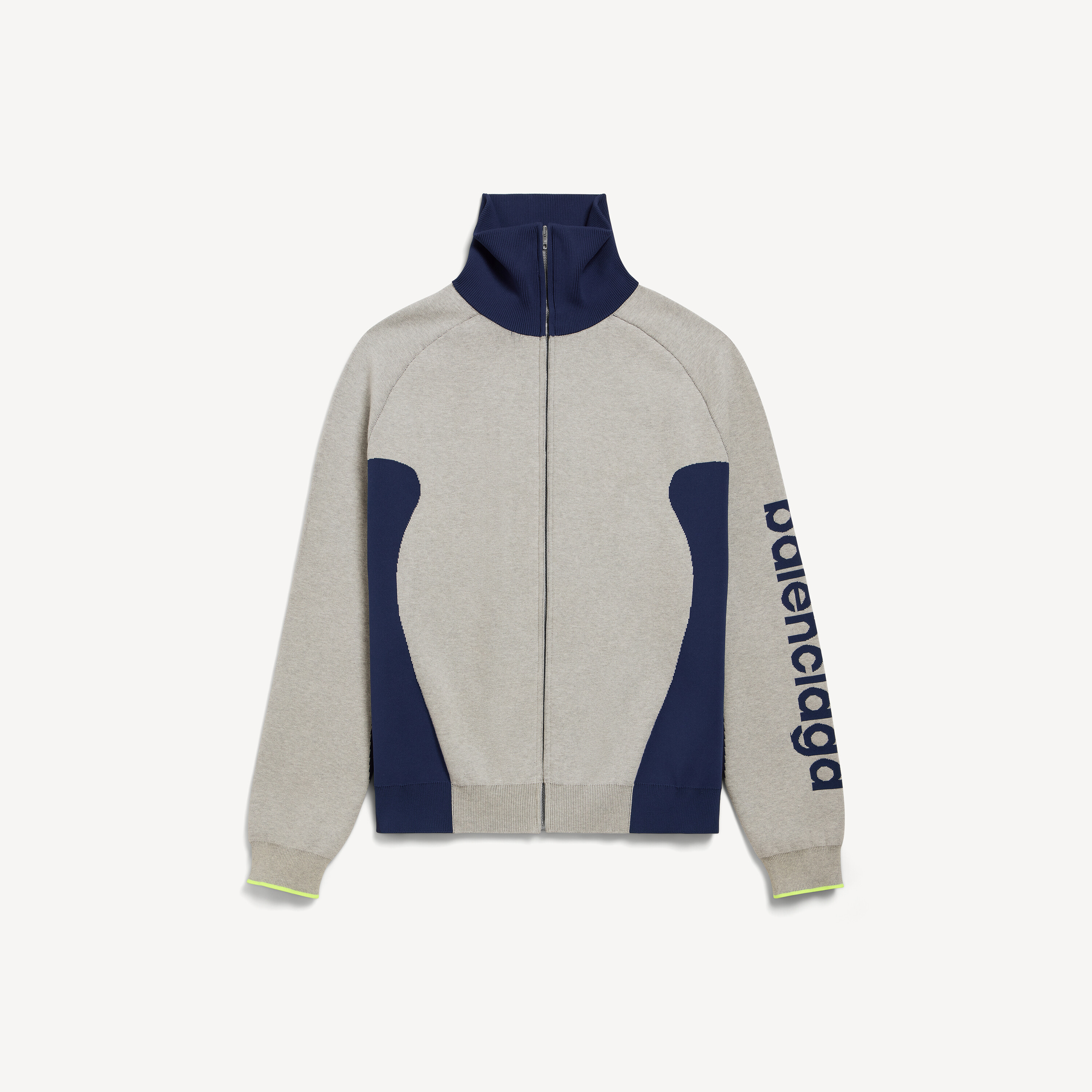 Men's Bodies Knitted Zip-up Cardigan in Grey/navy