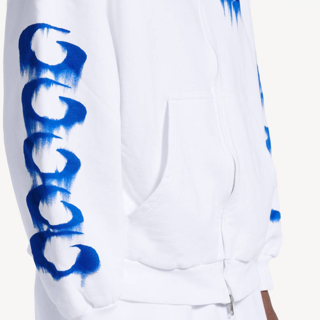 Men's Wet Brush Regular Fit Zip-up Hoodie  in White | Balenciaga Brazil EN - Image 7