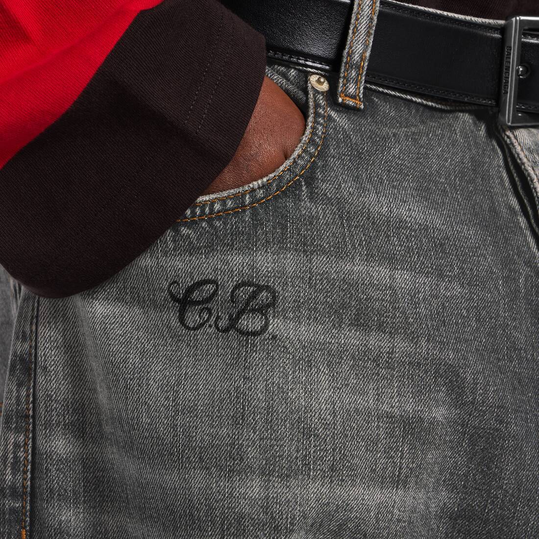 Men's Tattoo Baggy Pants in Dark Grey | Balenciaga Netherlands EN - Image 5