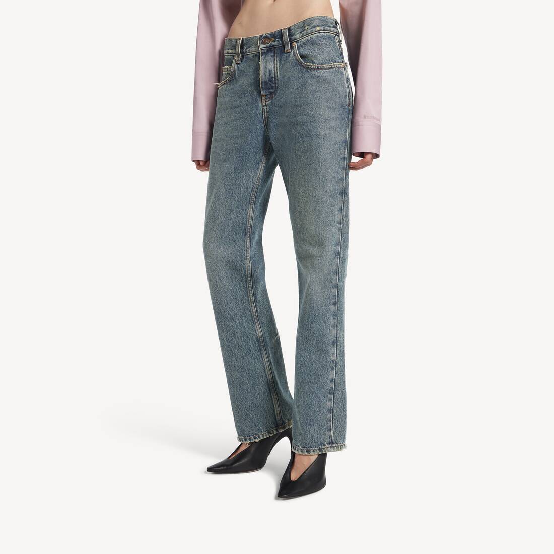 Women's Regular Fit Jeans in Dirty Vintage Blue | Balenciaga Hong Kong SAR EN - Image 5