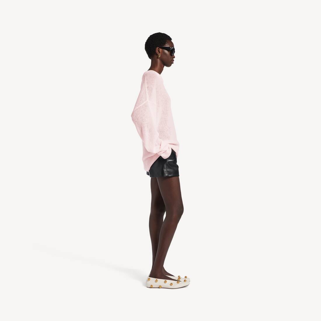 balenciaga hot pink sweater dress Balenciaga Pink All-Over Logo Patterned Wool Sweater M Balenciaga