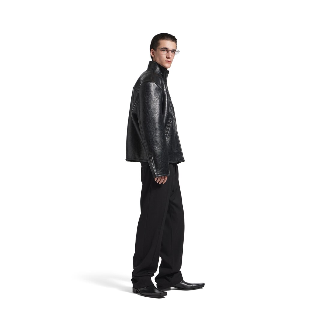 ブラック の メンズ Shearling ジップアップ ジャケット