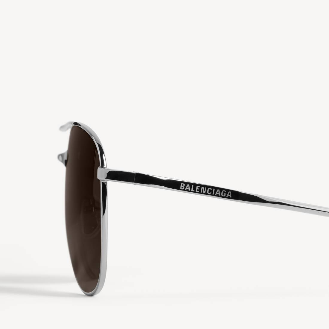 Gafas De Sol Aviador Monday para Hombre en Plateado Brillante | Balenciaga Estados Unidos ES - Image 4