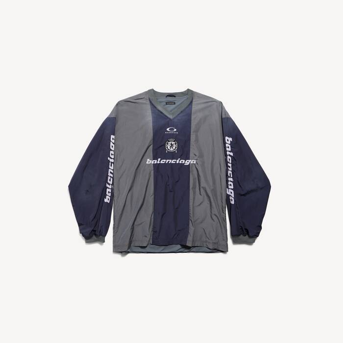 Top Outerwear &Agrave; Manches Longues pour Homme en Bleu Marine/rouge - Homme | Balenciaga Belgique FR - Image 2