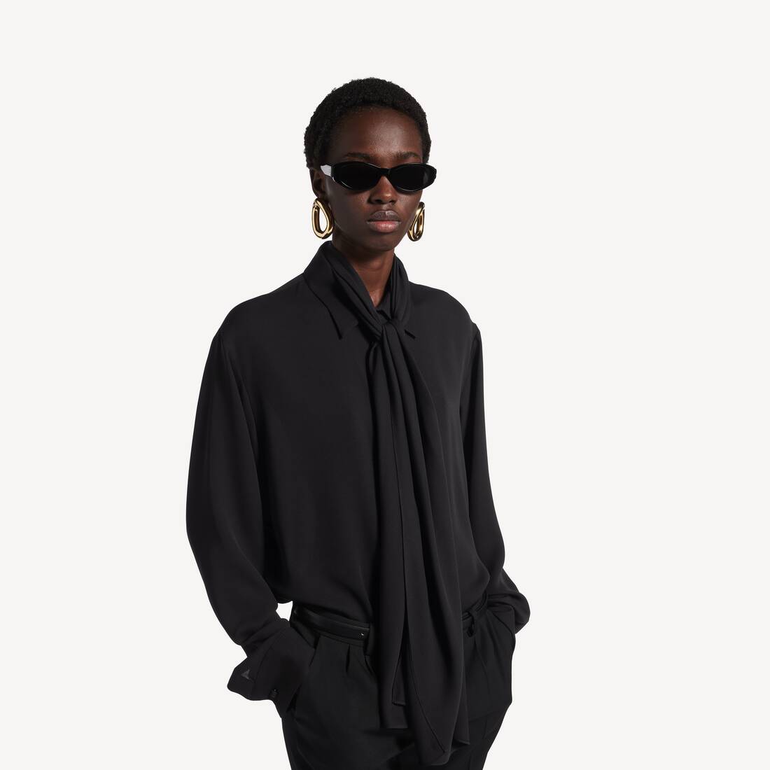 여성 스카프 셔츠 블랙 | 발렌시아가 대한민국 KO - Image 5