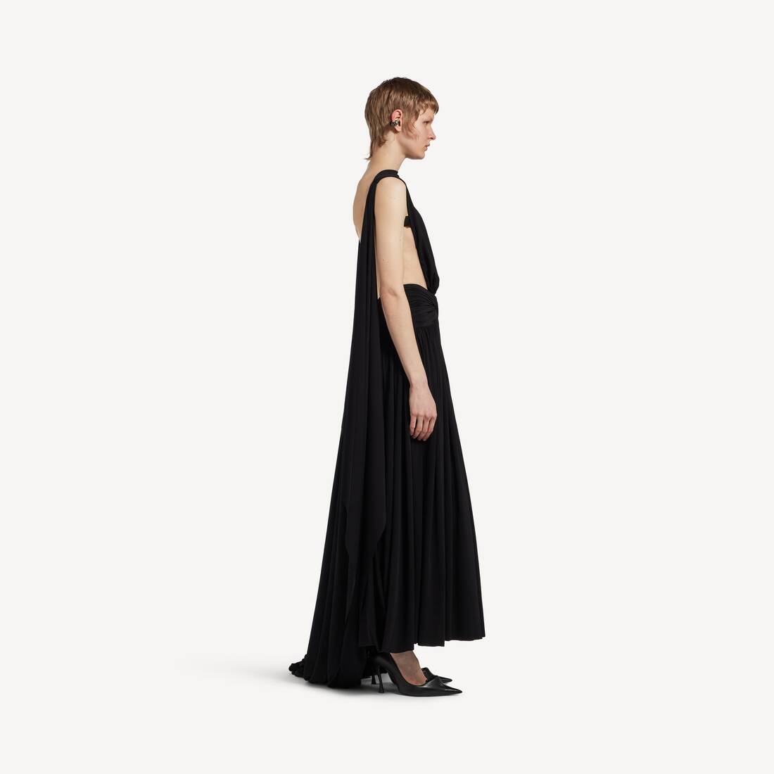 Women's Cutout Draped Dress in Black | Balenciaga France EN - Image 3