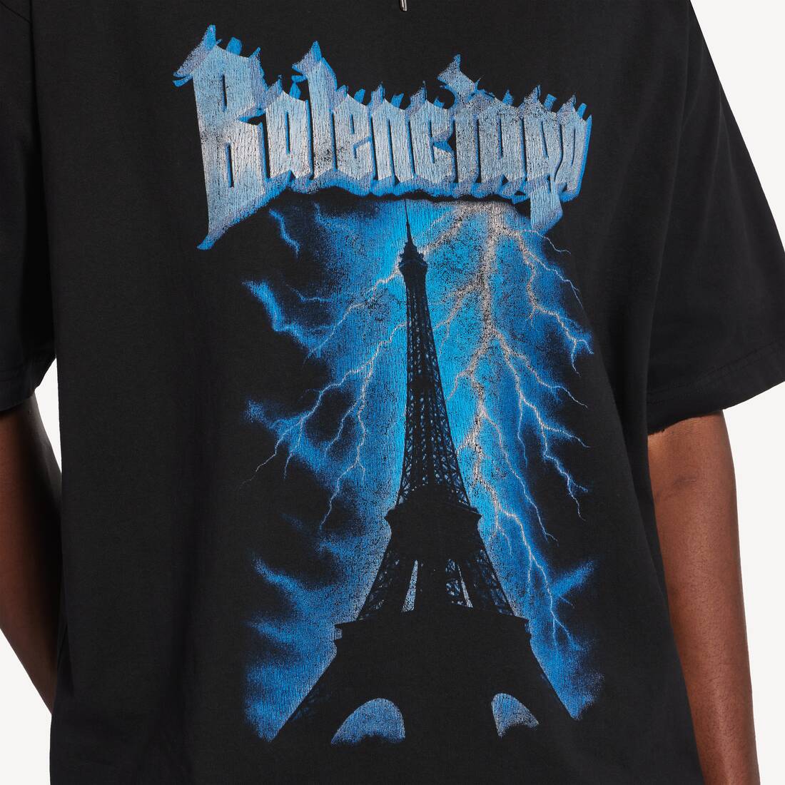Men's Paris Thunderstorm Oversized T-shirt in Black | Balenciaga Australia EN - Image 6