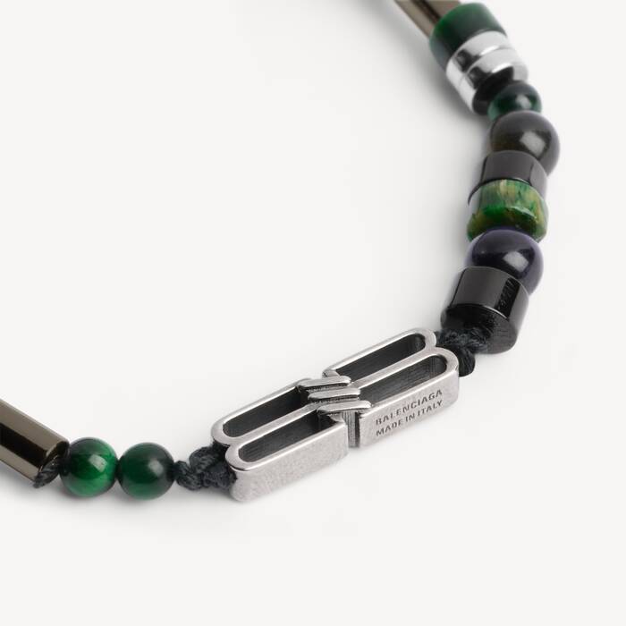 Bracciale Con Perle Bb Icon da Uomo in Smeraldo - Uomo | Balenciaga Italia IT - Image 3