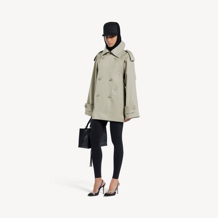 Women's Double-breasted Trenchcoat in Light Beige - Women | Balenciaga Denmark EN - Image 3