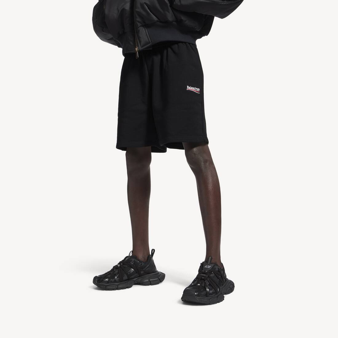 Men's Political Campaign Sweat Shorts in Black | Balenciaga Netherlands EN - Image 6