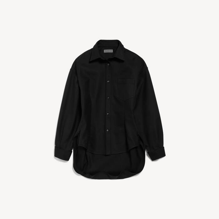 balenciaga black dress shirt Size M/39EU - Balenciaga Men's Dress Shirt Black Logo Collar