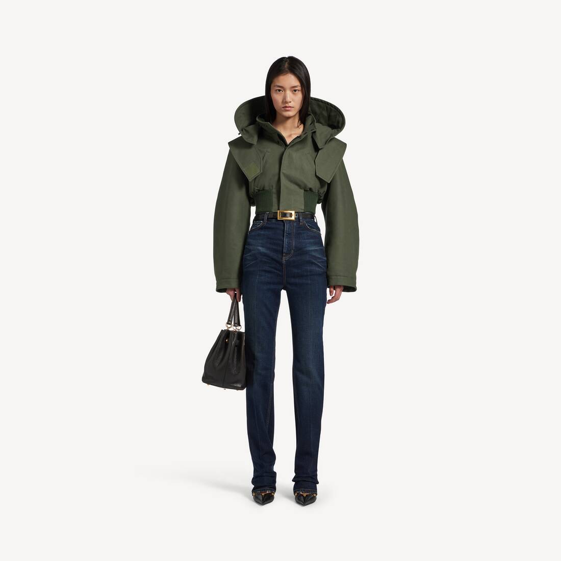 Women's High Waist Slim Jeans in Dark Blue | Balenciaga Monaco EN - Image 2