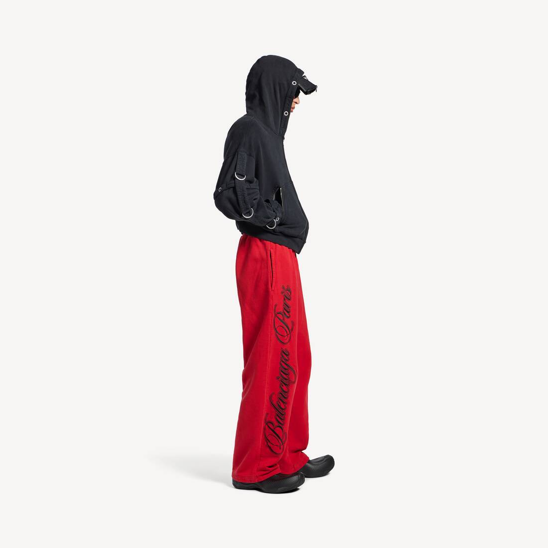 Men's Cursive Baggy Pants in Red/black