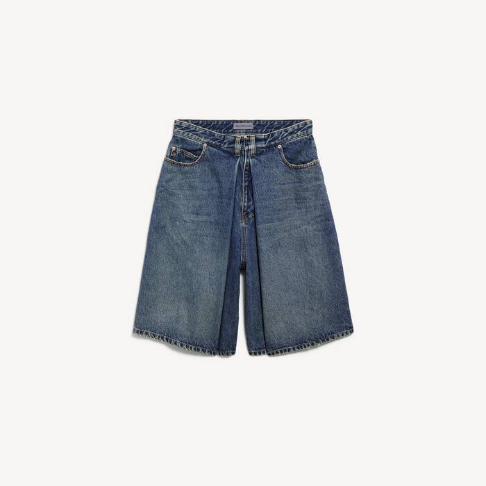 Gefaltete Shorts f&uuml;r Damen in Vintage-blau Mit Dirty-effekt - Damen | Balenciaga Deutschland DE - Image 2