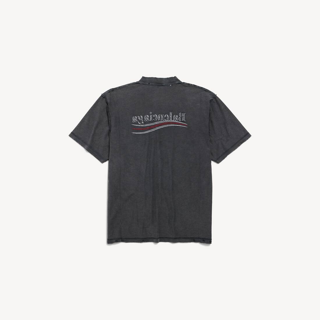 Political Campaign Inside-out T-shirt Large Fit in Verblasstes Schwarz | Balenciaga Schweiz DE - Image 2
