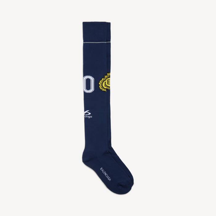 Men's Naval Crest Long Socks in Navy - Men | Balenciaga Latvia EN - Image 1