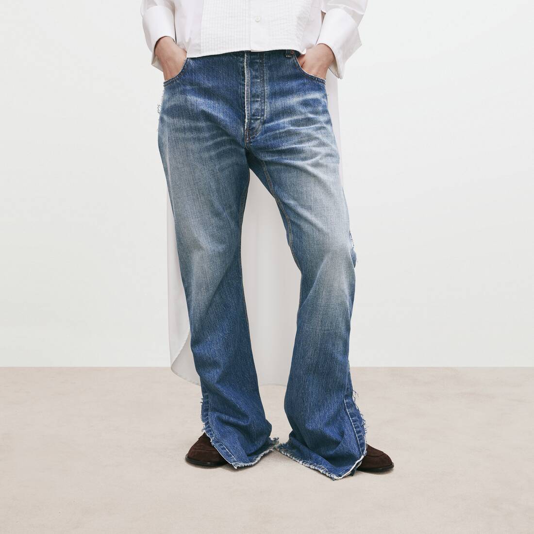 Women's Distressed Patched Jeans in Sky Blue | Balenciaga Switzerland EN - Image 5