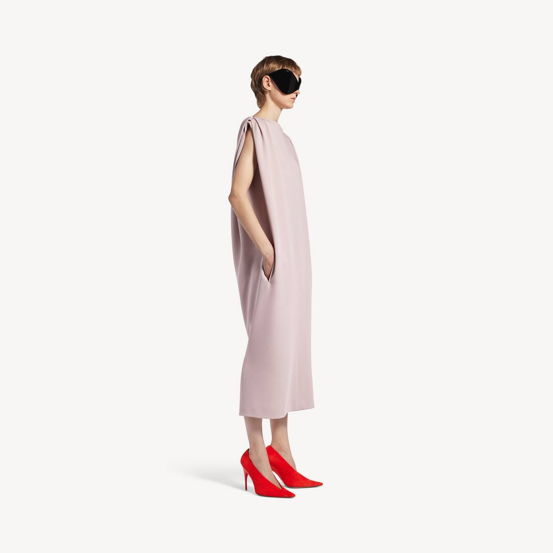 Women's Midi Sack Dress in Dusty Pink | Balenciaga Canada EN - Image 3