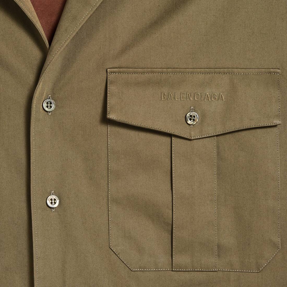 Men's Short Sleeves Hybrid Bowling Shirt in Khaki | Balenciaga United States EN - Image 6