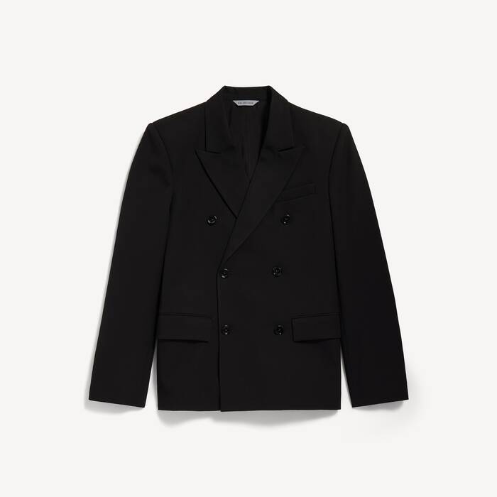 Men's Double-breasted Tailored Jacket in Black - Men | Balenciaga Netherlands EN - Image 2