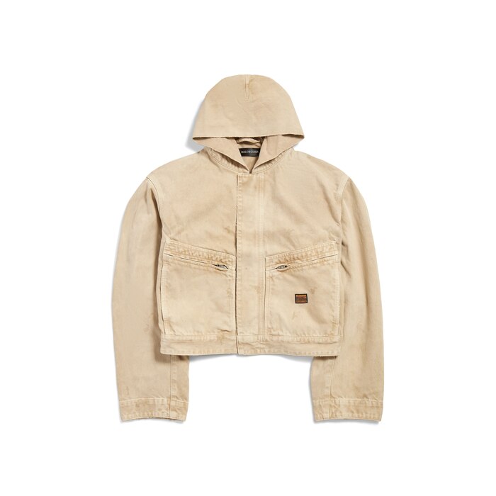 cropped hooded workwear jacket