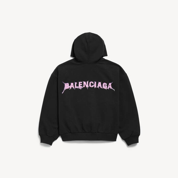 Men's Diy Balenciaga Back Zip-up Hoodie Regular Fit in Black - Men | Balenciaga Netherlands EN - Image 2