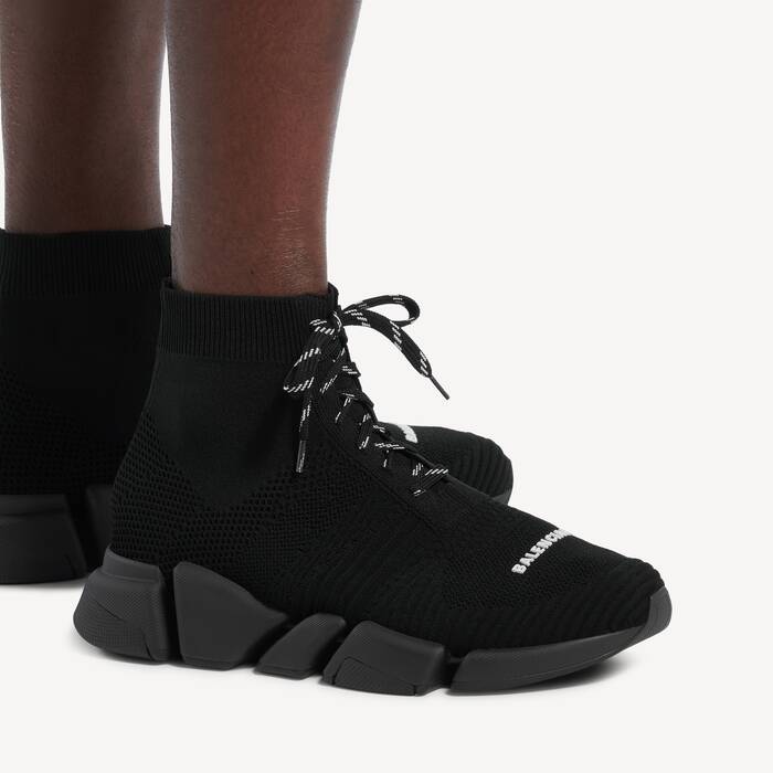Men's Speed 2.0 Lace-up Recycled Knit Sneaker in Black - Men | Balenciaga Netherlands EN - Image 3