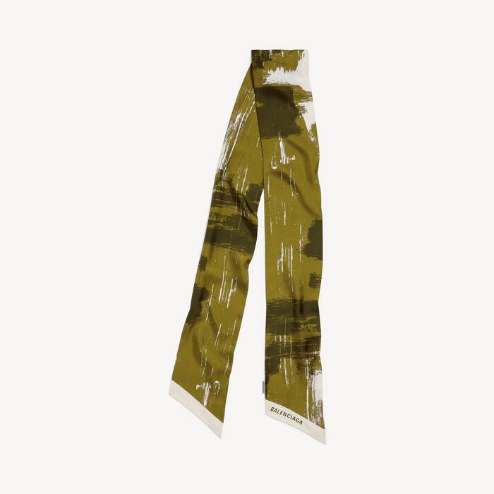 여성 페인트브러시 트윌리 스카프 다크 카키 - 여성 | 발렌시아가 대한민국 KO - Image 1