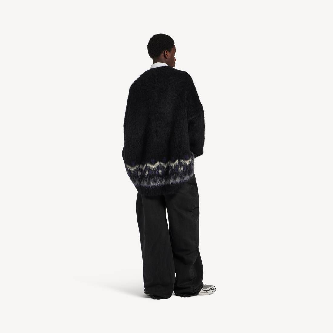 V领超大版型套衫 为 男士 在 黑色/紫色 | Balenciaga 津巴布韦 ZH - Image 4