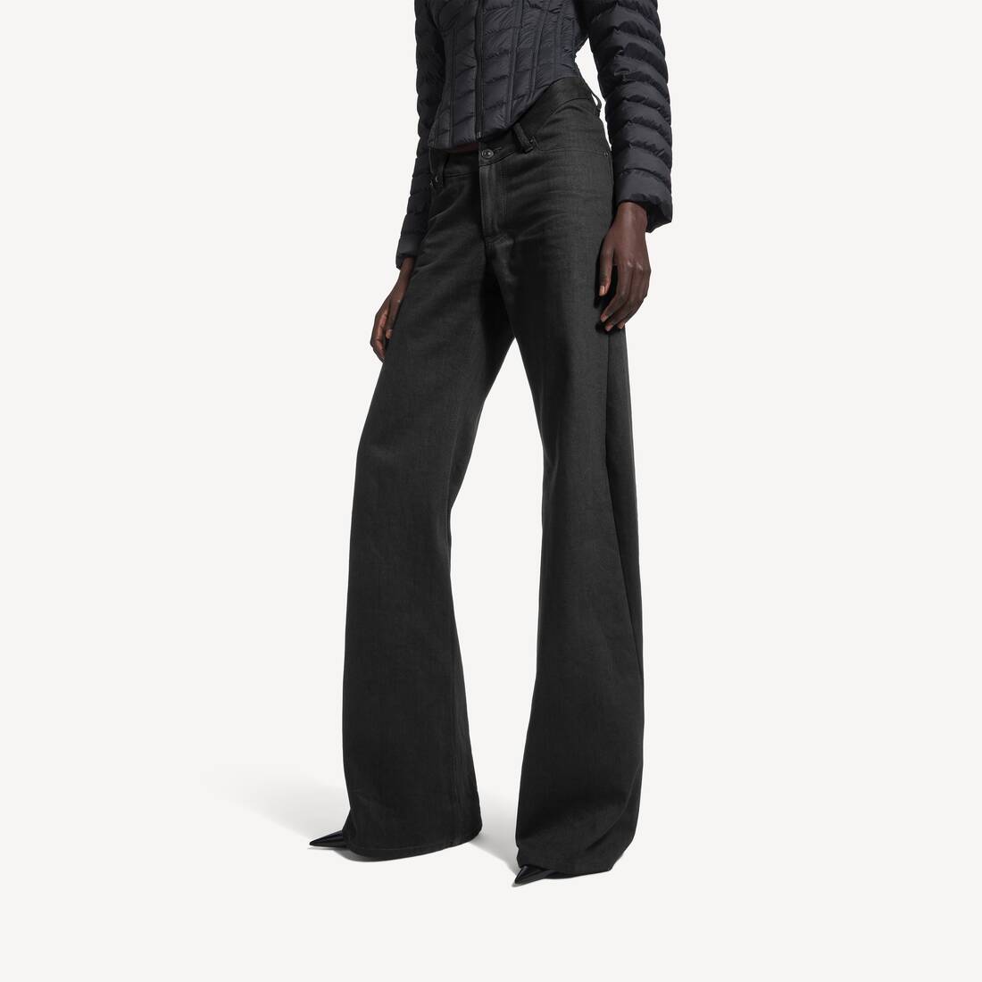 Women's Curved Waist Pants in Black | Balenciaga France EN - Image 5