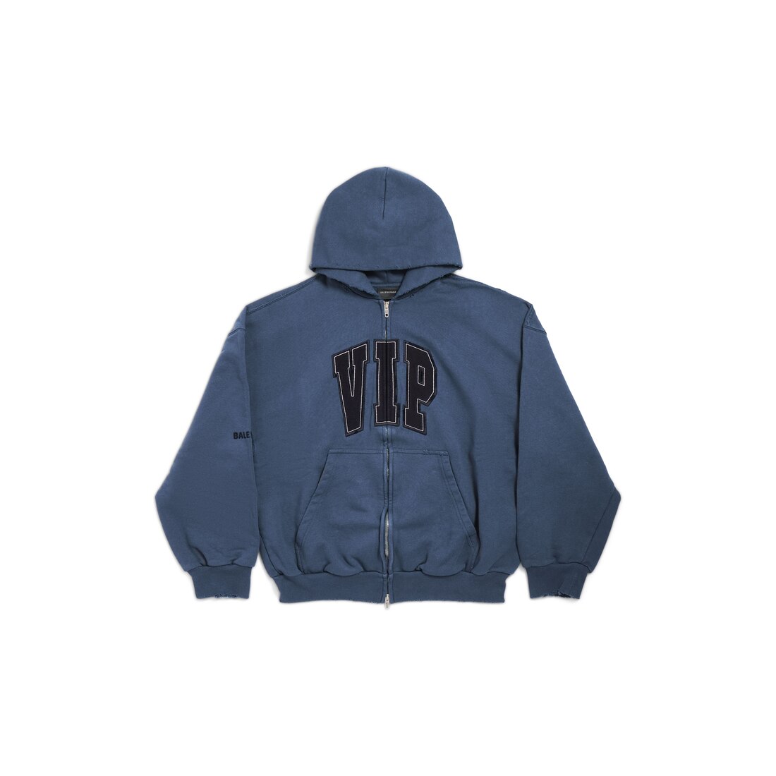 Vip Team Logo Shifted Zip-up Hoodie in Dark Blue | Balenciaga US