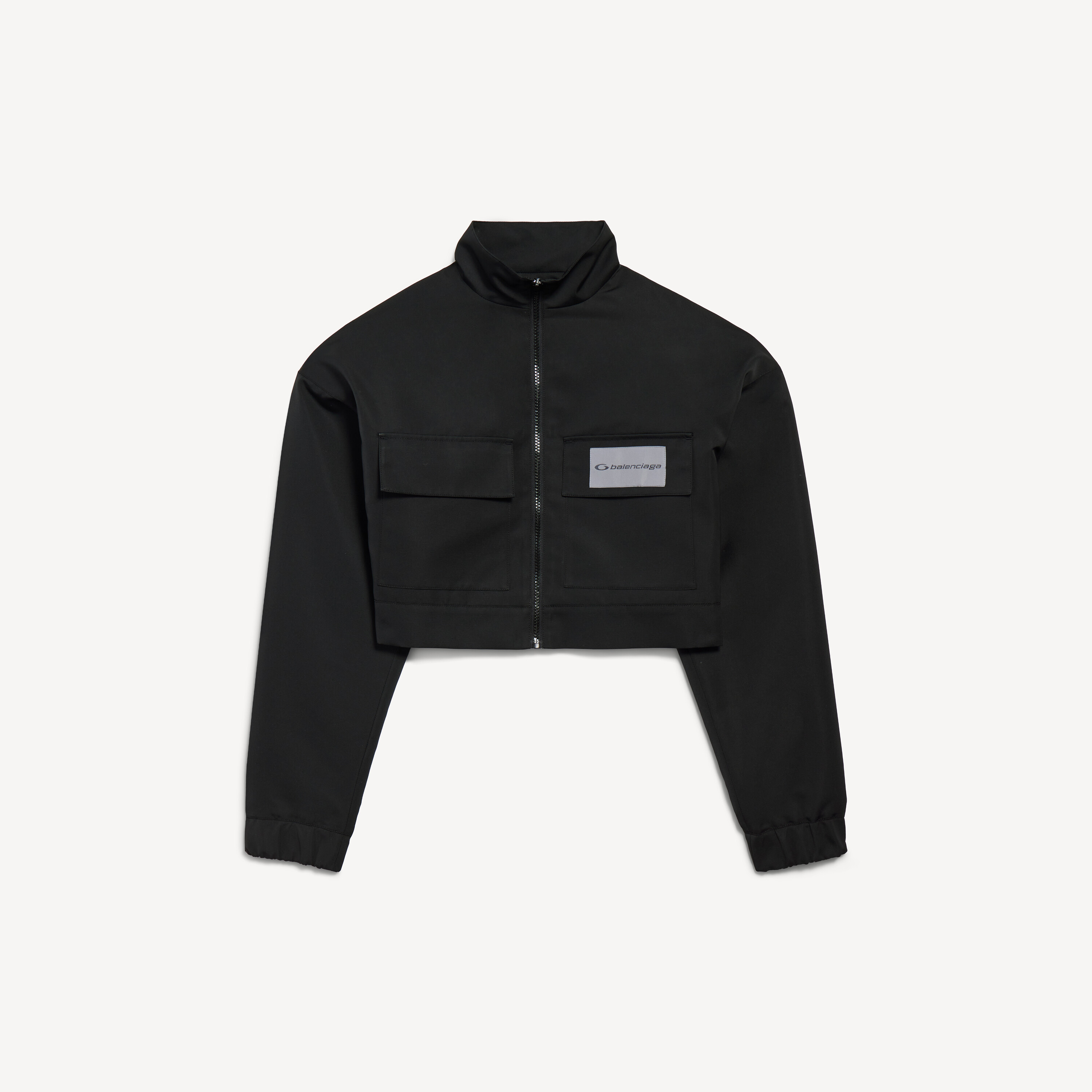 Women's Cropped Tracksuit Jacket in Black