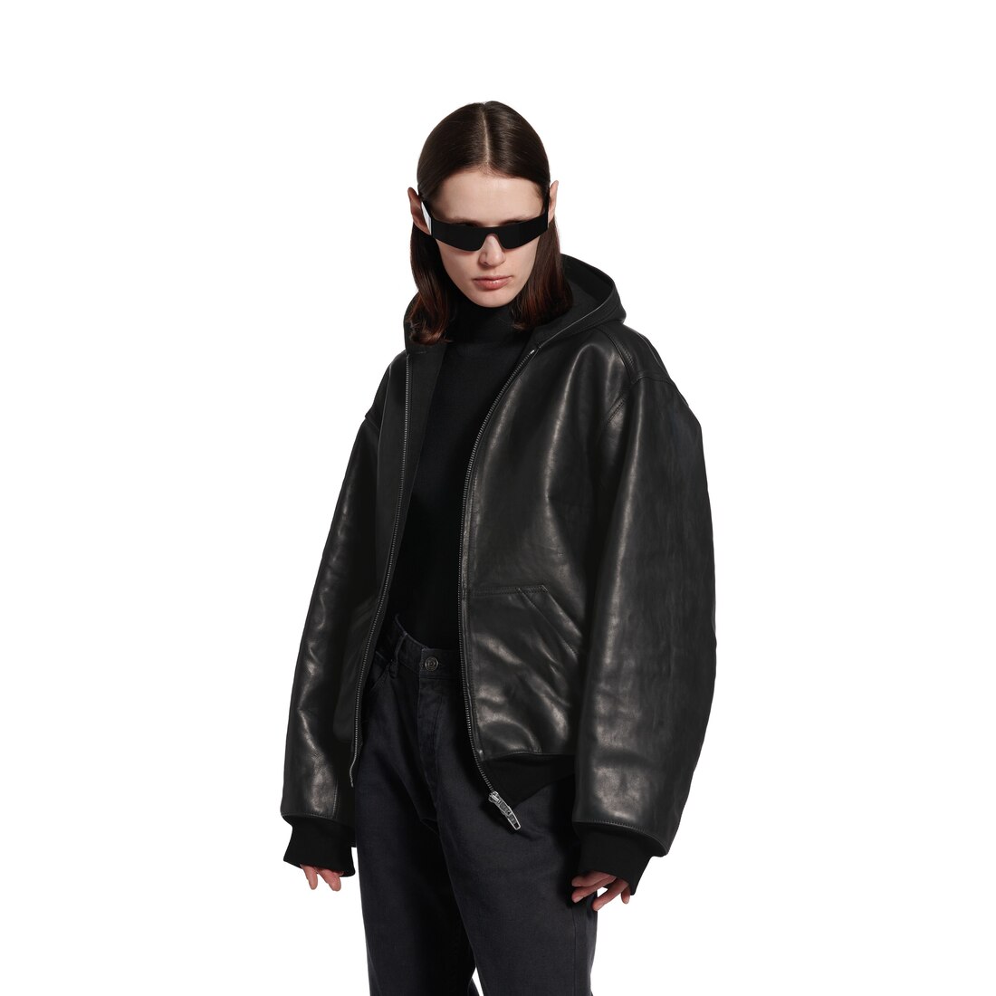 Lined Zip-up Hoodie Large Fit in Black | Balenciaga US