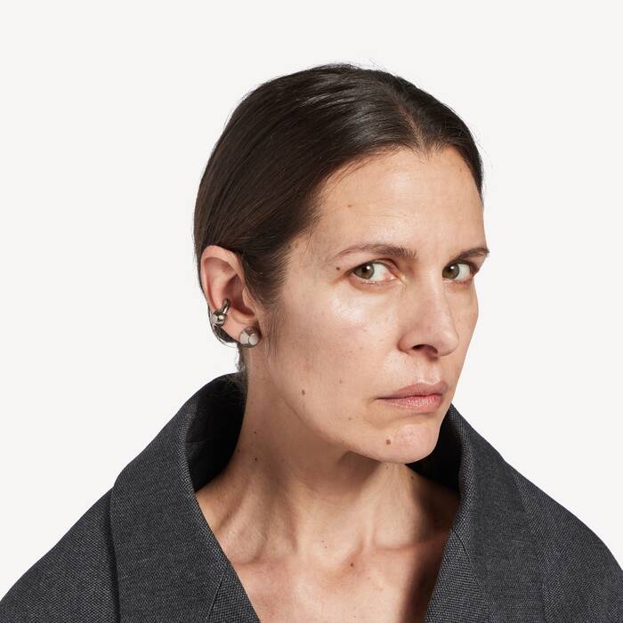 Atom Ear Cuff in Shiny Silver | Balenciaga Canada EN - Image 2