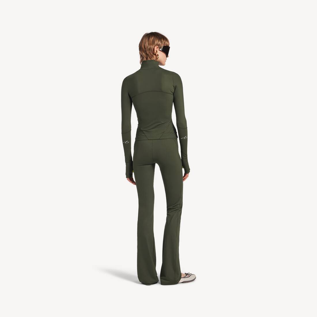 Women's Techwear Fitted Zip-up Top in Khaki/lime | Balenciaga Switzerland EN - Image 4