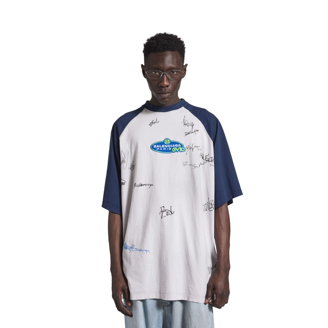 Men's Banana Raglan Oversized T-shirt in Dirty White/blue