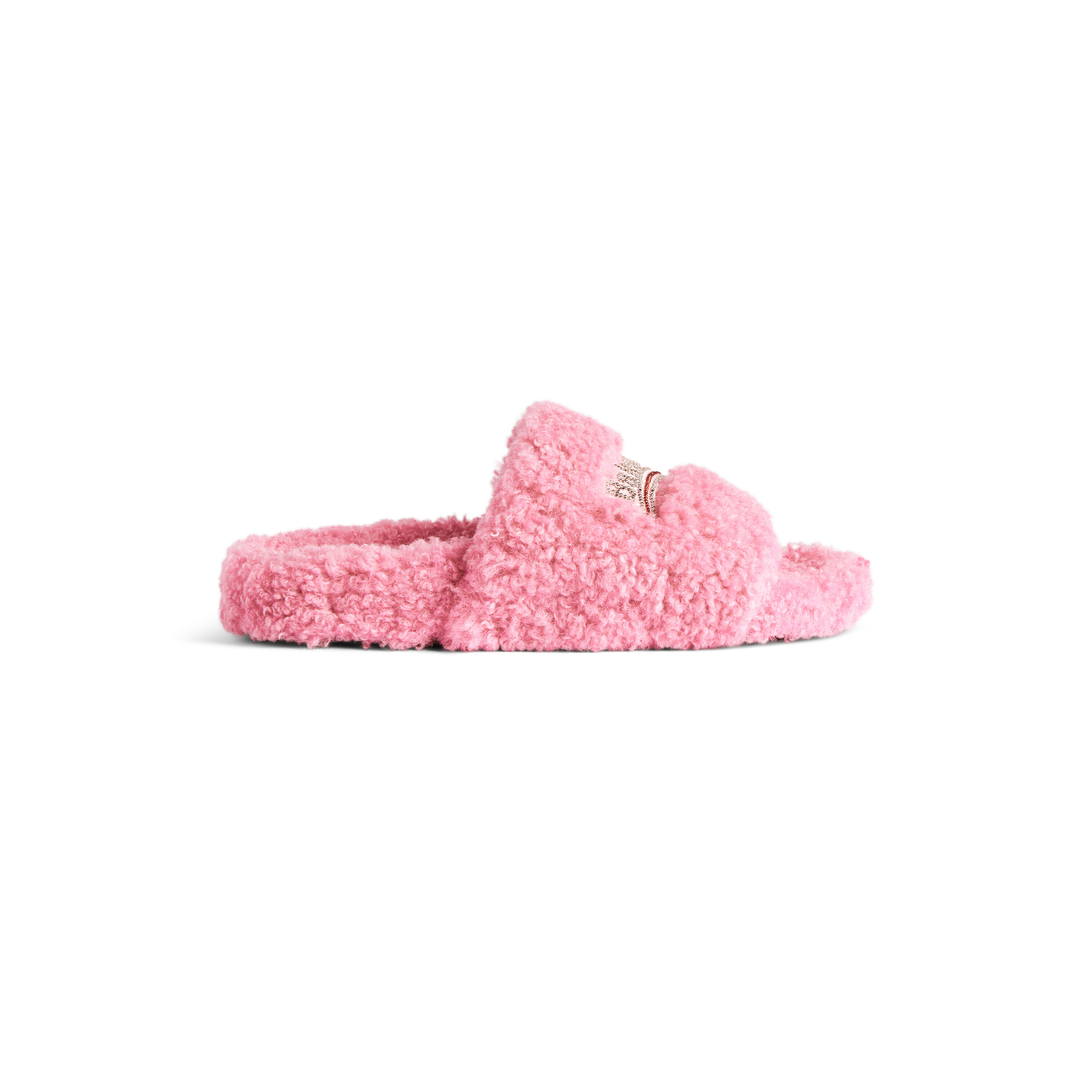 Women's Furry Open Mule in Sweet Pink