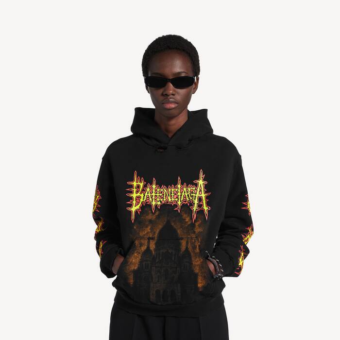 Women's Balenciaga Sacr&eacute; C&oelig;ur Hoodie Medium Fit in Black - Women | Balenciaga Portugal EN - Image 1