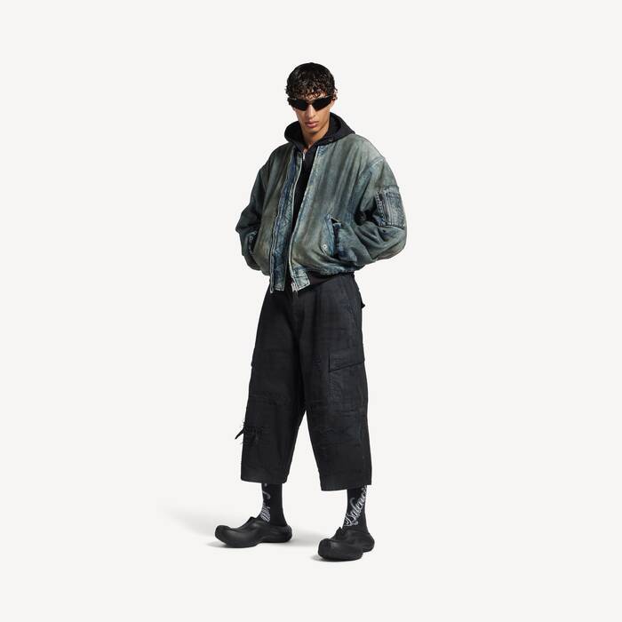 Men's Standard Bomber Jacket in Dirty Grey/light Blue - Men | Balenciaga Singapore EN - Image 3