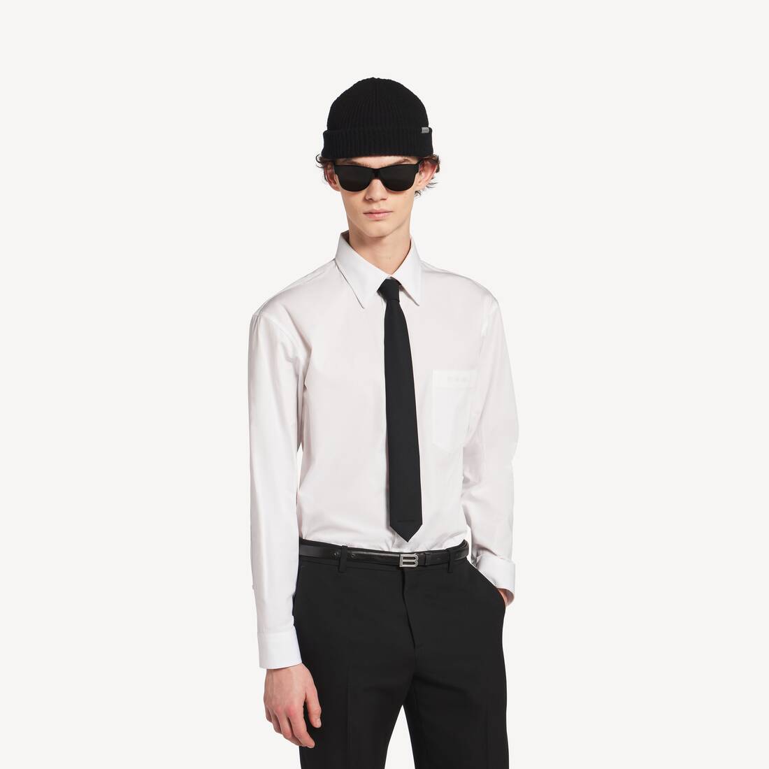 Men's Wool Solid Tie in Black | Balenciaga Greece EN - Image 2