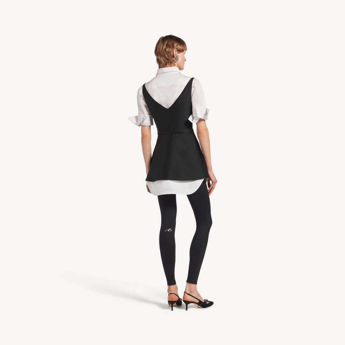 Women's Hybrid Shirt Dress in Black | Balenciaga Australia EN - Image 4