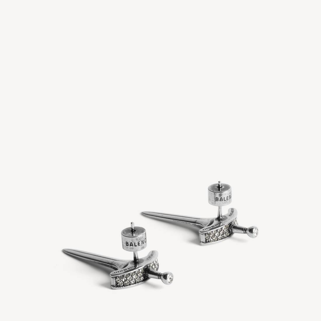 Orecchini A Lobo Goth da Uomo in Argento Anticato/cristallo | Balenciaga Italia IT - Image 2