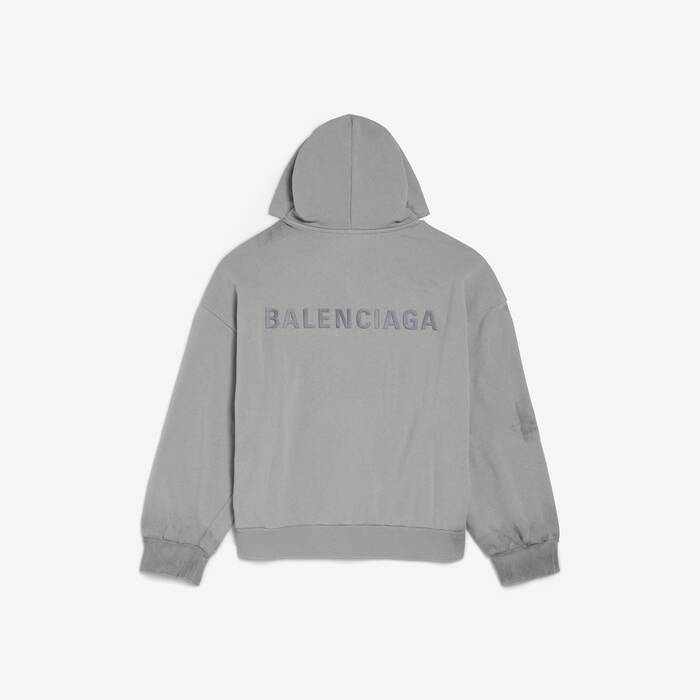 Uomo's Felpa Con Zip Balenciaga Back Vestibilit&agrave; Regolare in Grigio Balenciaga - Uomo | Balenciaga Italia IT - Image 2